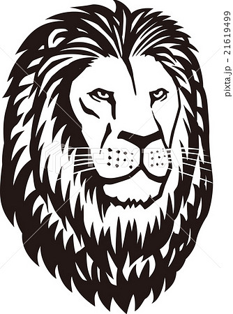 ライオンの顔 モノクロのイラスト素材 21619499 Pixta