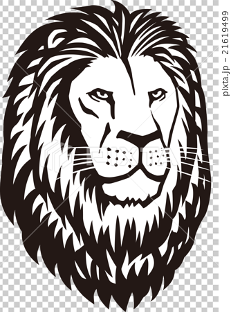 ライオンの顔 モノクロのイラスト素材