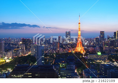 夜景100選・貿易センタービルからの東京タワーと都心 夜景100選・貿易センタービルからの東京タワーと都心 21622109