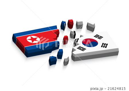 Flag of north korea and south korea 3D 21624815