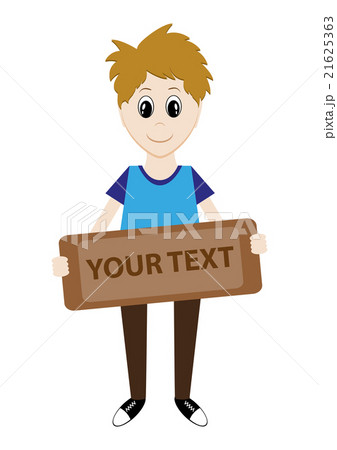 cartoon boy holding a sign for your text. Vector 21625363
