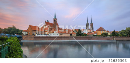 Wroclaw Tumski Island vivid sunset Wroclaw Tumski Island vivid sunset 21626368