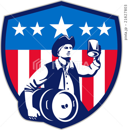 American Patriot Beer Keg Flag Crest Retro American Patriot Beer Keg Flag Crest Retro 21627803