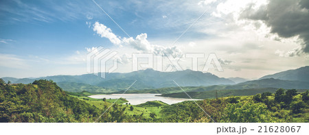meadow, lake and blue sky 21628067