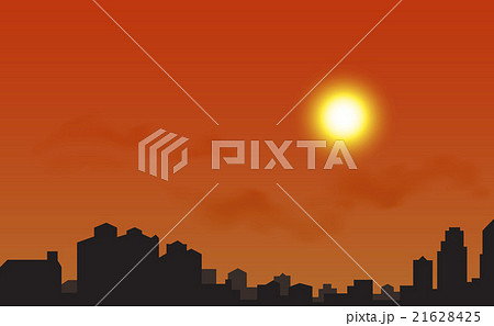 Silhouette of the city at sunset 21628425