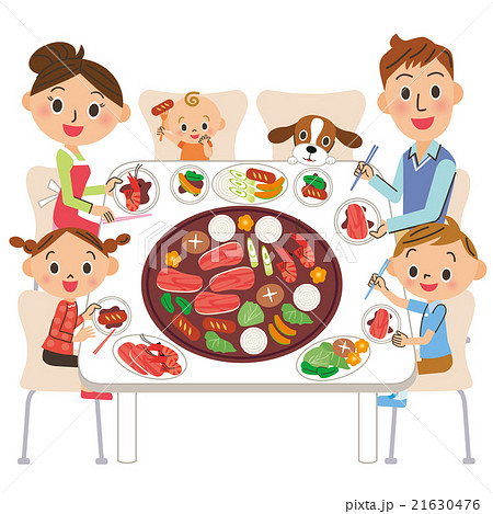 焼き肉を食べる家族のイラスト素材 21630476 Pixta