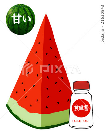 西瓜と食卓塩のイラスト素材