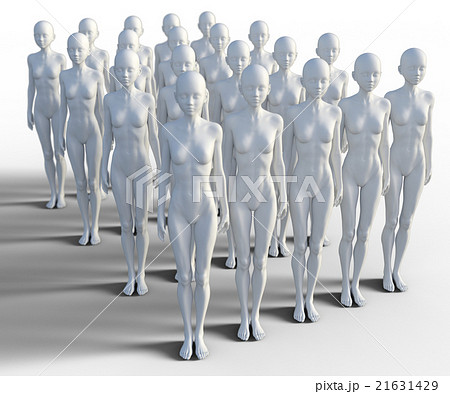 女性イメージ 白いマネキン多数 Perming3dcgイラスト素材のイラスト素材