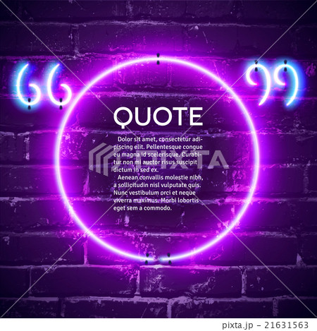 Retro neon glowing quote marks frame on the wall 21631563