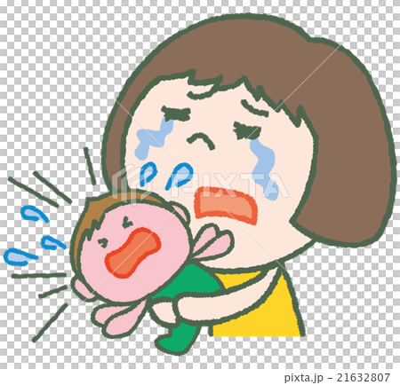 泣き叫ぶ子供　困るお母さん 21632807