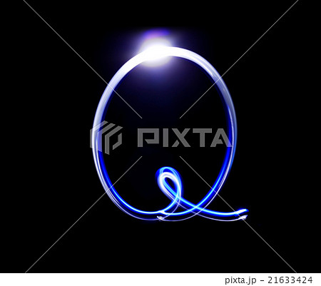 Q Quebec alphabet hand writing blue light. Q Quebec alphabet hand writing blue light. 21633424