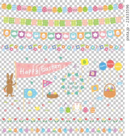 素材-イースターのガーランド＆フラッグなど 21633596