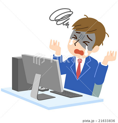 PCと男性社員　お手上げ 21633836