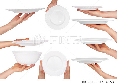 Plate In Handの写真素材