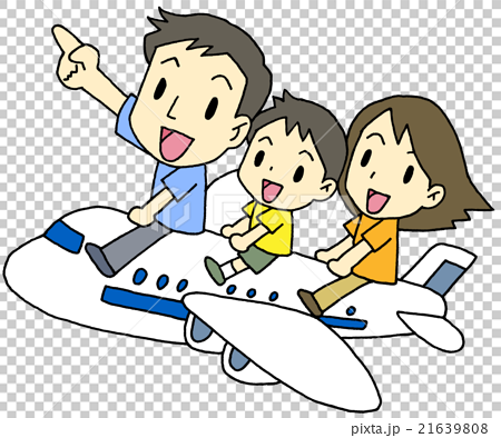 海外旅行 飛行機 家族のイラスト素材