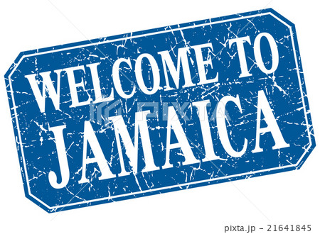 welcome to Jamaica blue square grunge stamp 21641845