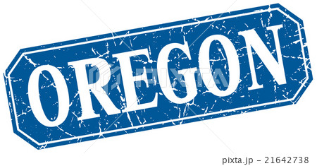 Oregon blue square grunge retro style sign 21642738