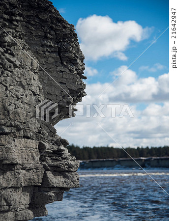 rock and river on background of blue sky 21642947