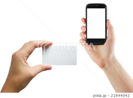 Female hands holding mobile phone with isolated 21644042