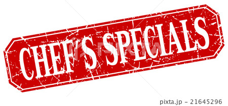 chef's specials red square grunge isolated sign 21645296