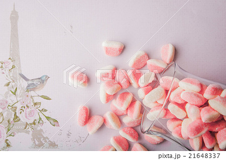 Fruit jellies  on the romantic pink background 21648337