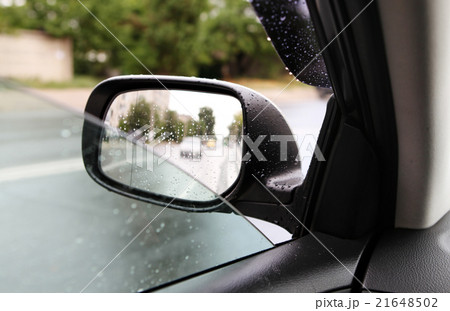 rear-view mirror in rainy weather rear-view mirror in rainy weather 21648502