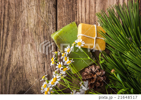 Spa set on the wooden table top view Spa set on the wooden table top view 21648517