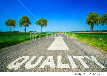 Quality word painted on asphalt road Quality word painted on asphalt road 21648759