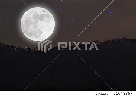 Full moon over mountain on darkness sky. 21648867