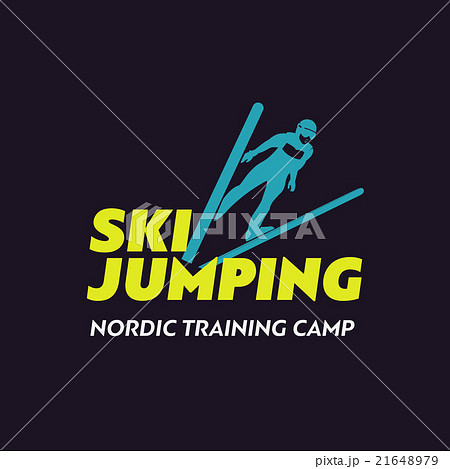 Ski sport icon. Jumping skier silhouette 21648979