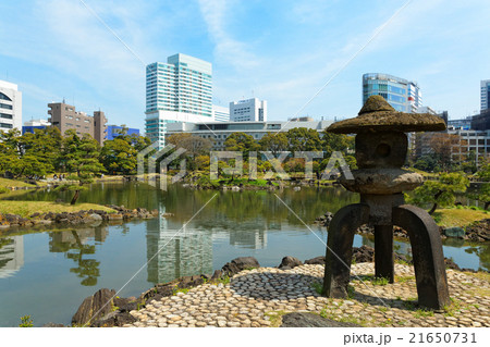 旧芝離宮恩賜庭園と雪見燈篭 21650731