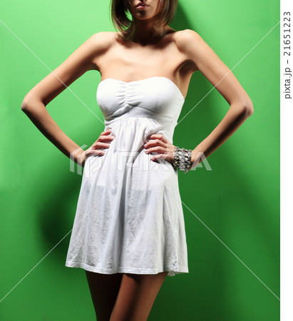 Beautiful girl on green background 21651223