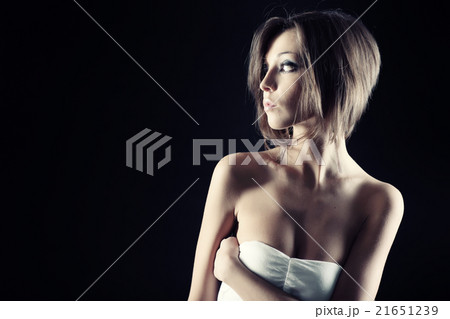 Beautiful girl on black background 21651239