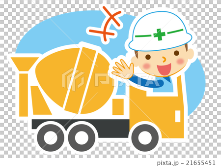 ミキサー車と作業員 21655451