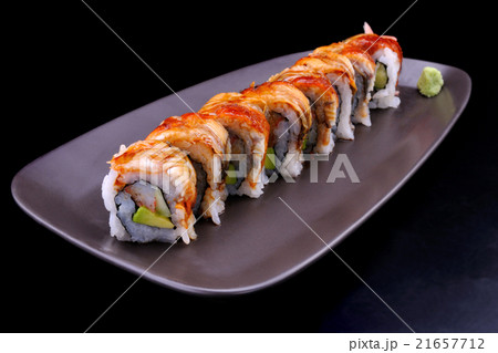 Close up Japanese eel sushi roll 21657712