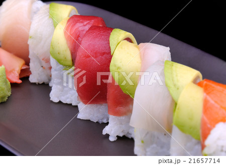 red tuna on American roll sushi 21657714