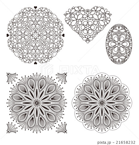 レースのような線画 モノクロのイラスト素材
