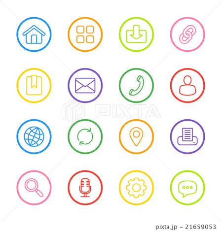 colorful line web icon set circle 21659053