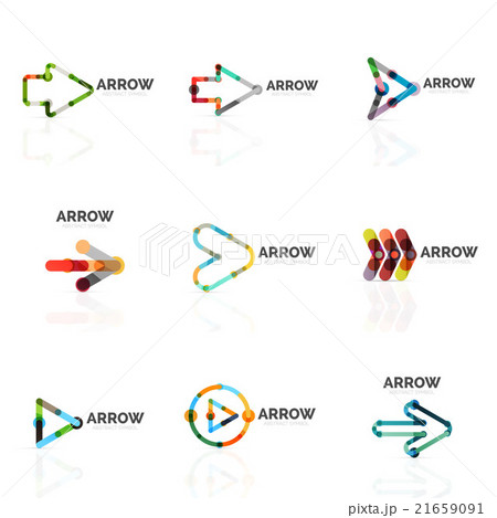 Set of linear arrow abstract logos, connected Set of linear arrow abstract logos, connected 21659091