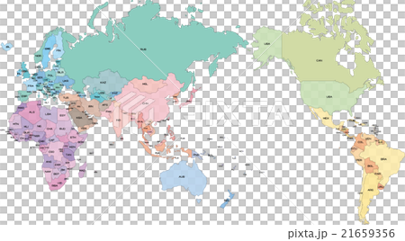 世界地図国別色分けIOCコード入り 21659356