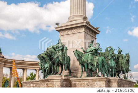 Detail of the monument on the Heroes square in Detail of the monument on the Heroes square in 21661306