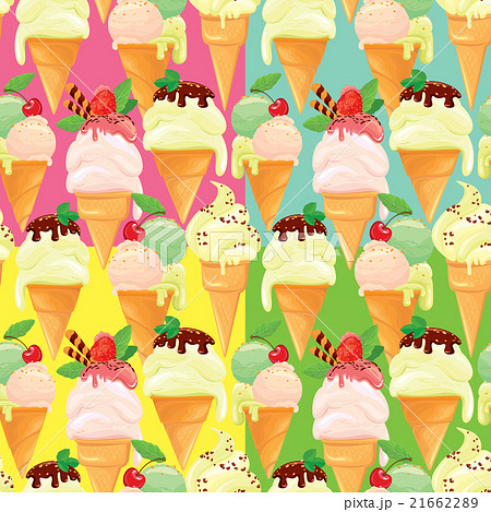 Set of seamless patterns with Ice cream cones  21662289