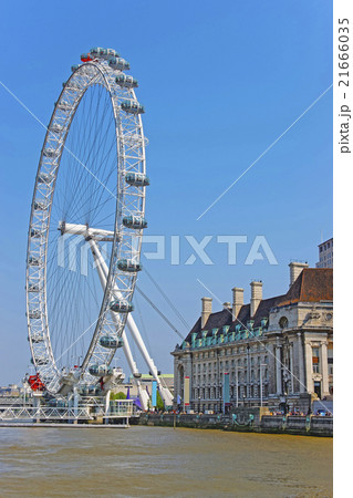 London Eye and County Hall near Thames in London London Eye and County Hall near Thames in London 21666035