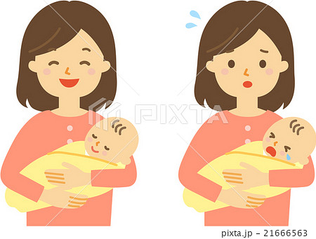 お母さんと赤ちゃん 表情セットのイラスト素材 21666563 Pixta