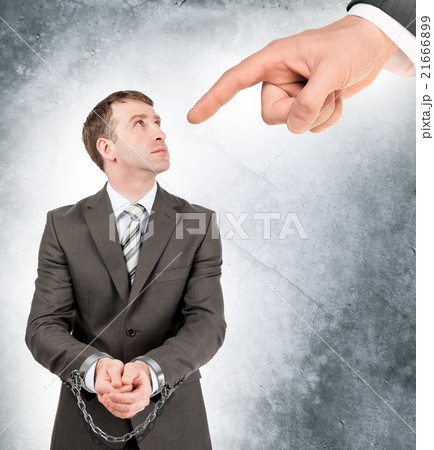 Businessman in cuffs with chain Businessman in cuffs with chain 21666899