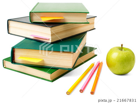 Fresh apple with pile of books Fresh apple with pile of books 21667831