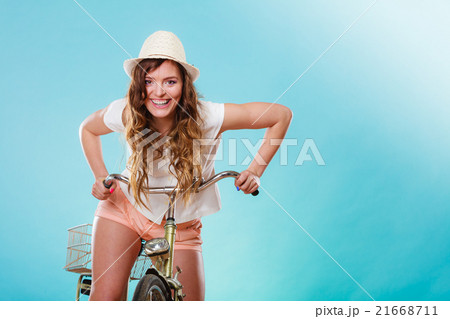 Active woman riding bike bicycle. Recreation. Active woman riding bike bicycle. Recreation. 21668711