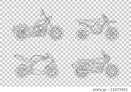 Motorcycle line icons set. 21673401
