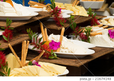 tray of assorted food for salad buffet 21674148