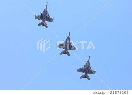 快晴の青空を飛行する米海軍の空母艦載機EA-18Gグラウラー電子戦機 21675105